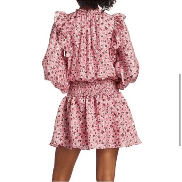 $445 Ramy Brook Penelope Printed Ruffle Mini Dress - Picture 3 of 6